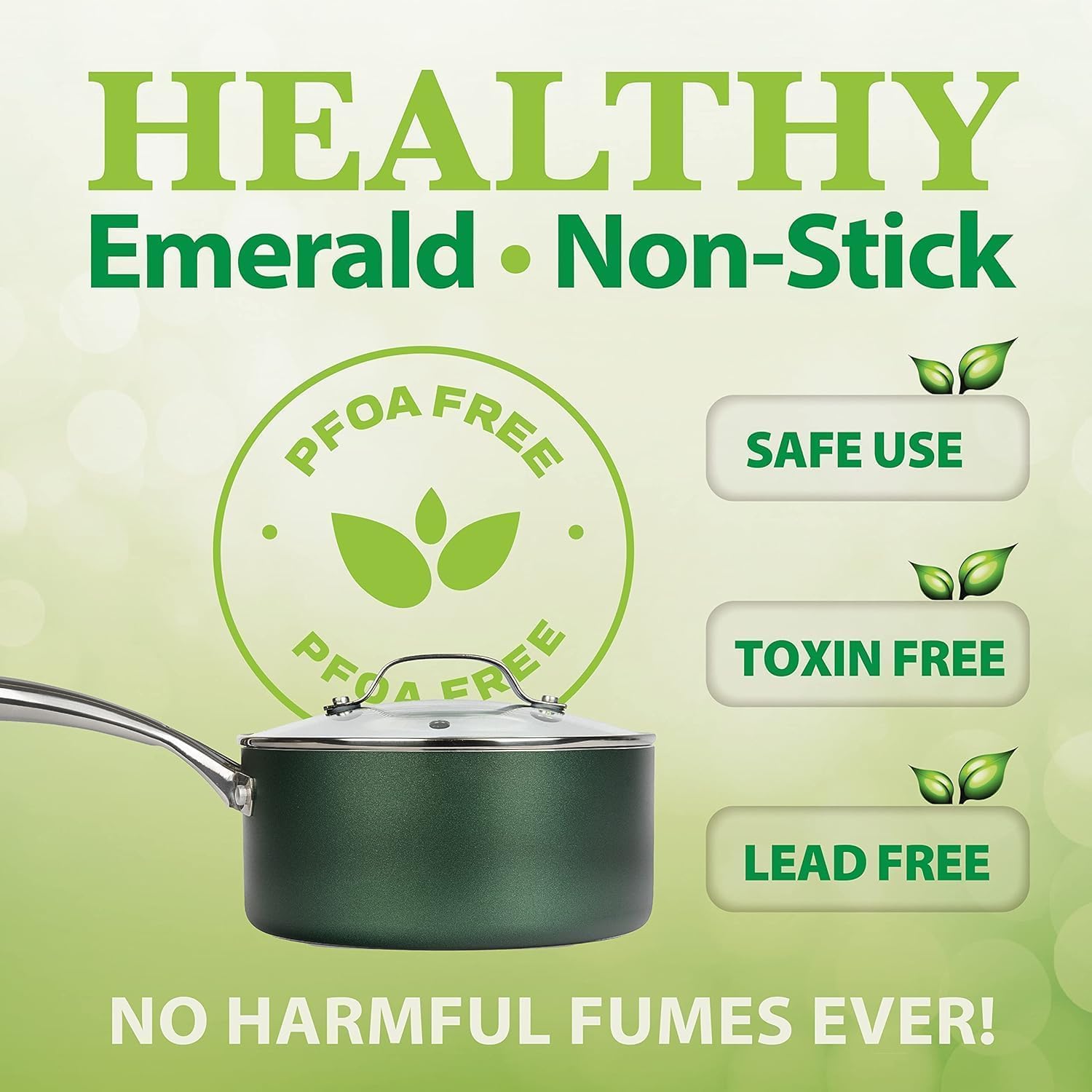 Granitestone Green Frying Pan features a stainless steel stay-cool handle.
