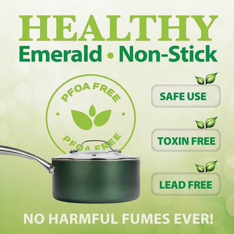 Granitestone Green Frying Pan features a stainless steel stay-cool handle.