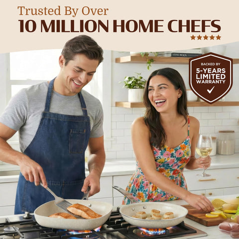 Granitestone spiral-base cookware delivers quick and even heat distribution.