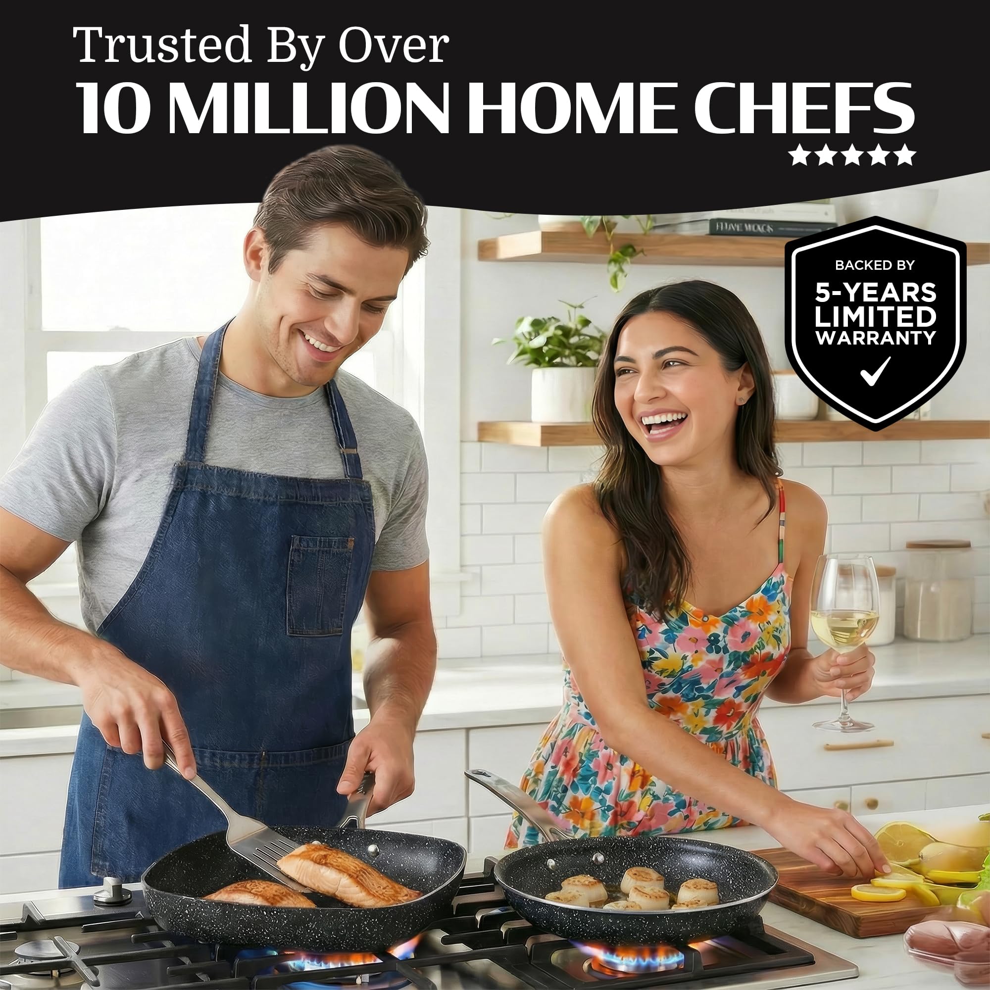 Granitestone stay-cool handles provide comfortable grip during cooking.