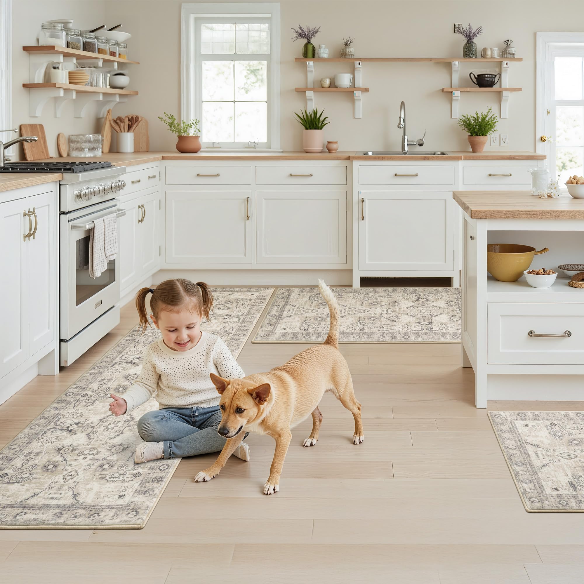 GRANNY SAYS Boho kitchen rug set 3 three-piece kit for multiple kitchen zones