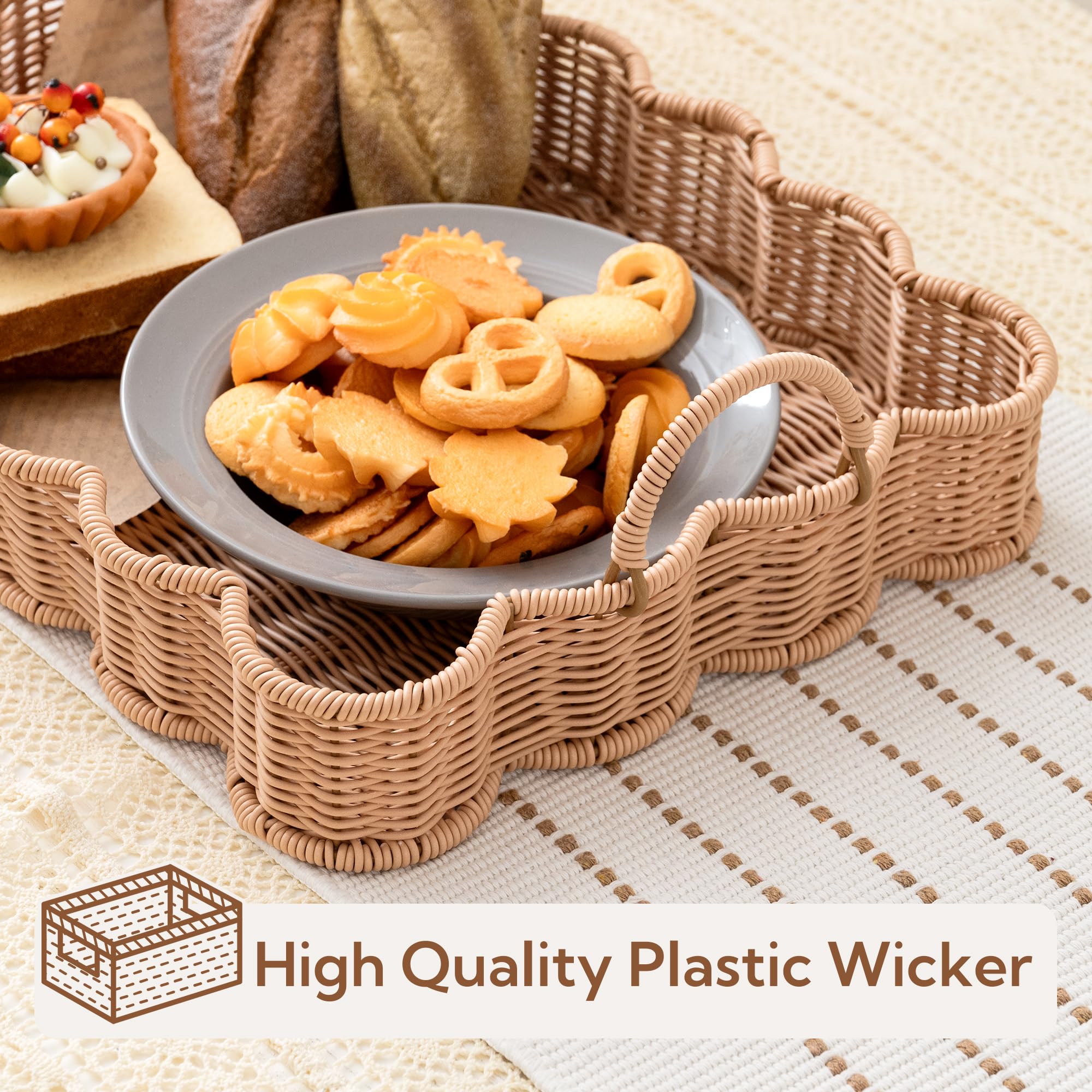 GRANNY SAYS scalloped-edge rectangle wicker serving tray coffee table decor with rustic charm