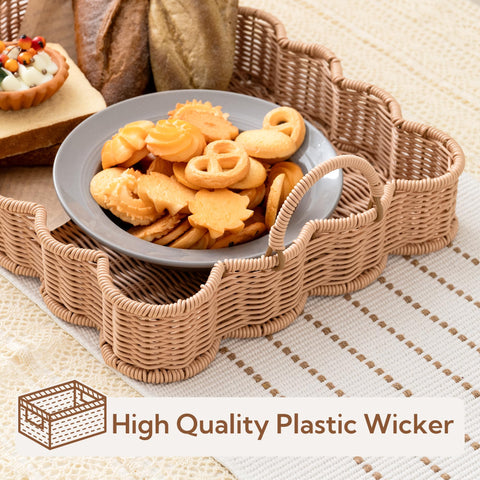GRANNY SAYS scalloped-edge rectangle wicker serving tray coffee table decor with rustic charm