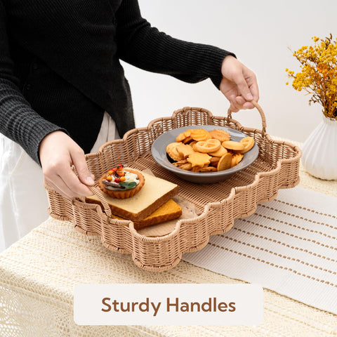 GRANNY SAYS scalloped-edge rectangle wicker serving tray kitchen use on counter
