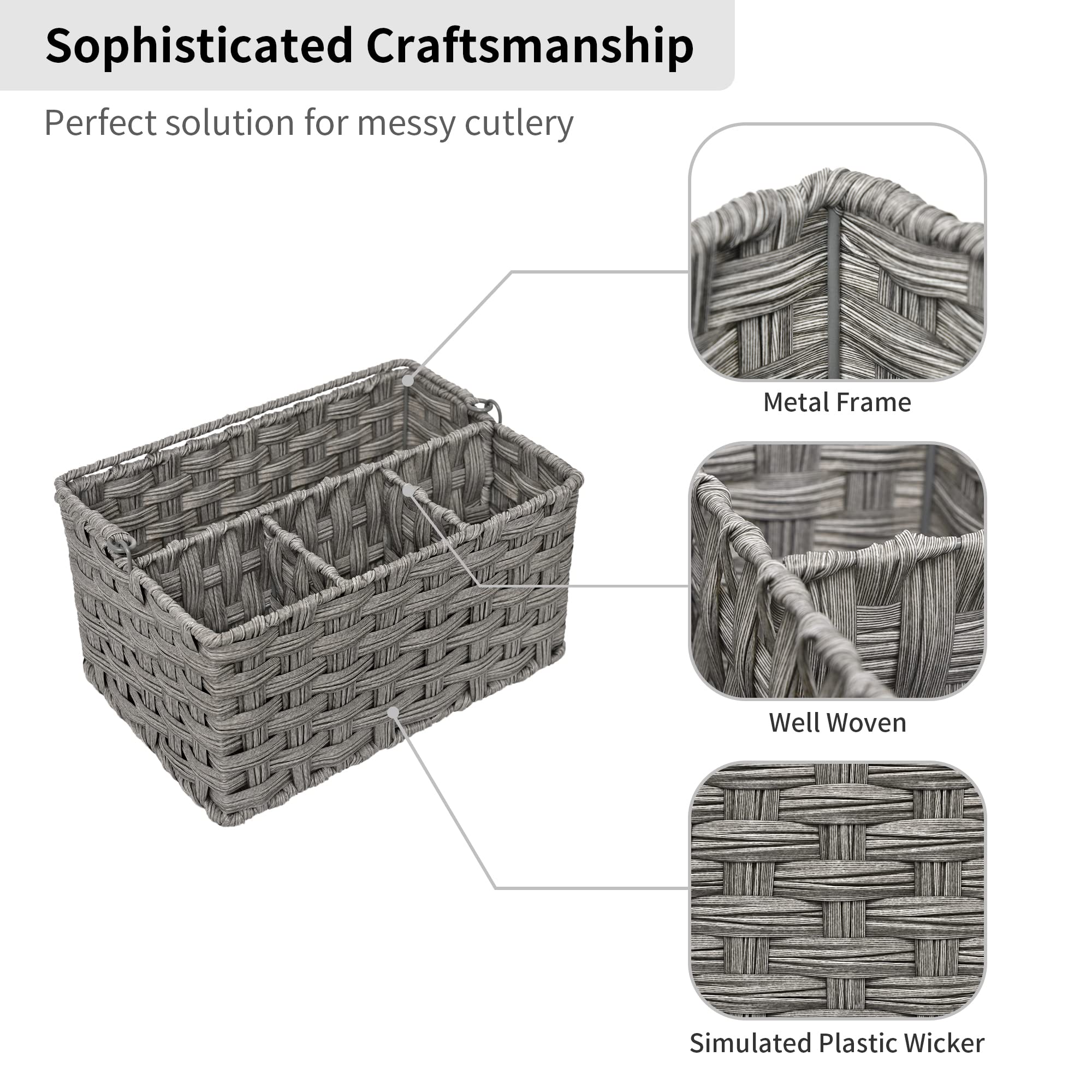 Granny Says wicker utensil caddy doubles as kitchen or office storage.