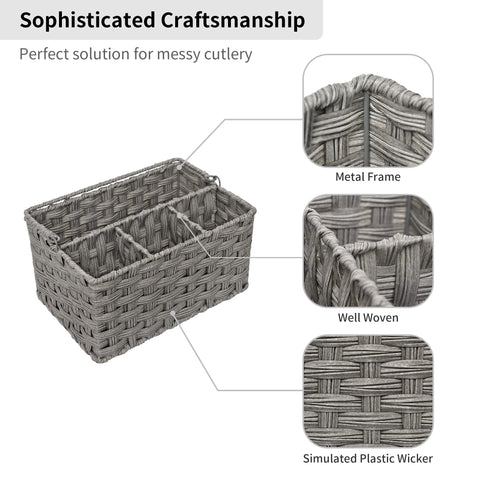 Granny Says wicker utensil caddy doubles as kitchen or office storage.