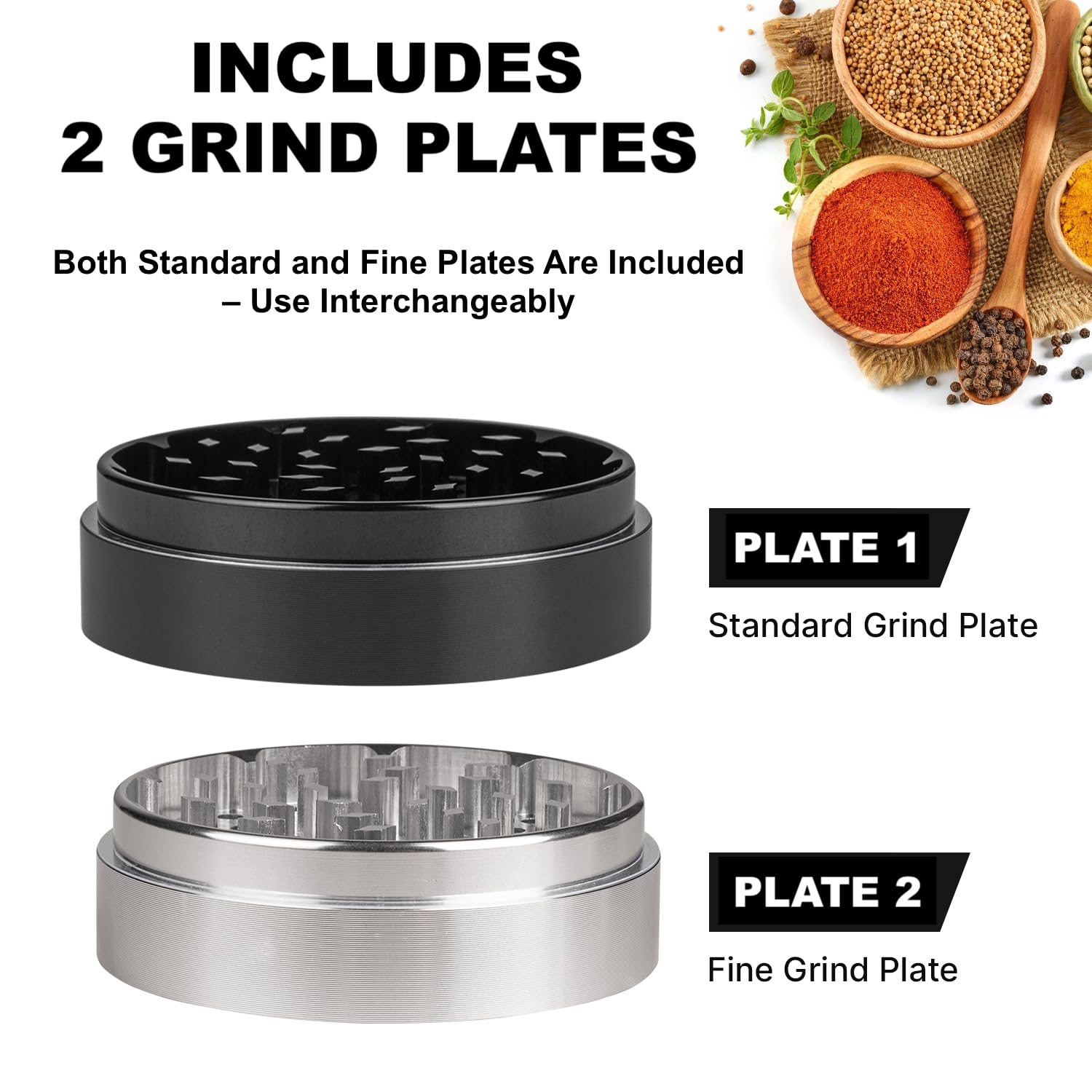 GRAVEND dual grinder 3in standard plate close-up for coarser textures