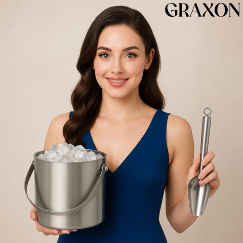 GRAXON cocktails and beverages stay cold with this versatile ice bucket.
