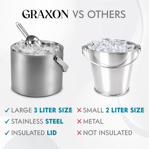 GRAXON party-ready ice bucket adds elegance to bars and buffets.