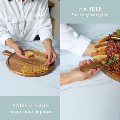 Grazerie acacia wood board shows unique grain patterns and warmth.