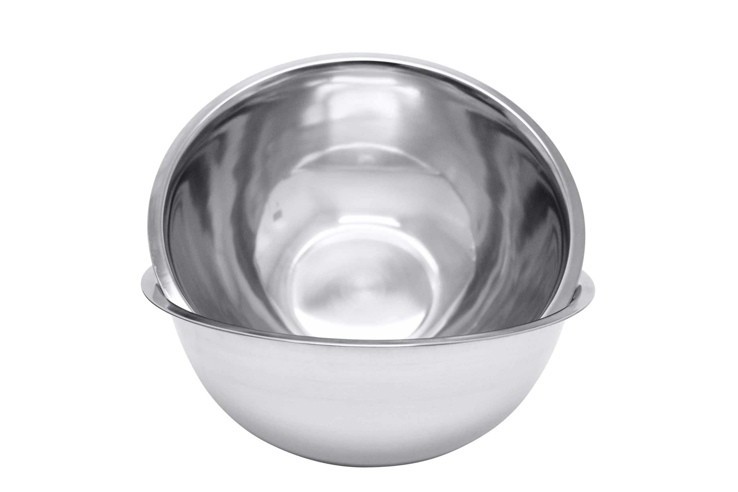 Great Credentials 8 Quart mixing bowls set in polished stainless steel for large-batch prep