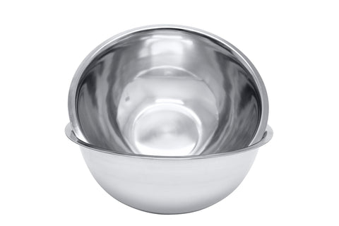Great Credentials 8 Quart mixing bowls set in polished stainless steel for large-batch prep