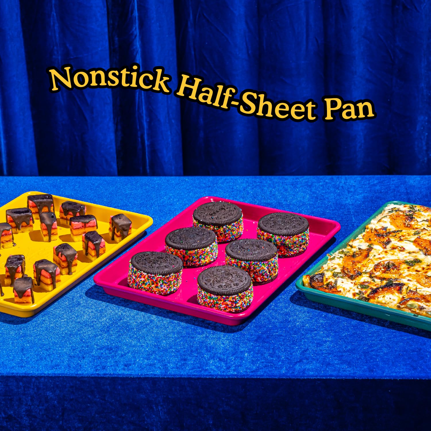 Great Jones Holy Sheet Pan Mustard dimensions 18.5x13.5 to fit standard ovens