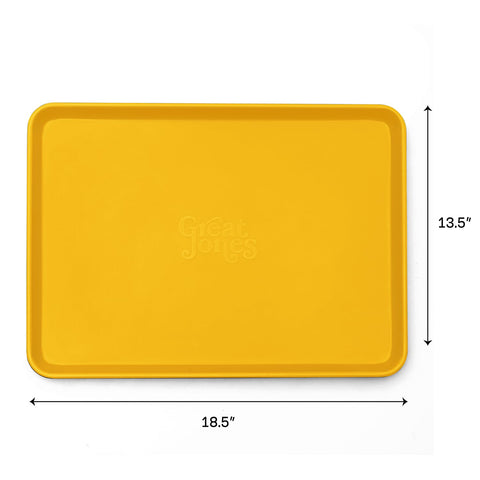 Great Jones Holy Sheet Pan Mustard in oven perfect for sheet-pan dinners and even roasting