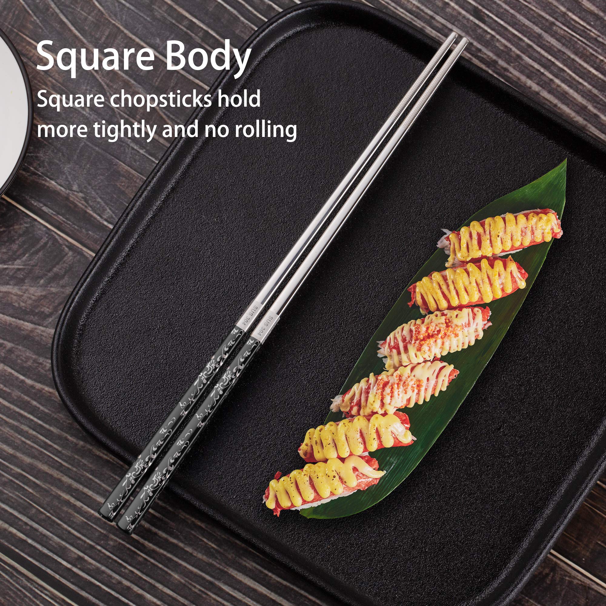 Greatamzor anti-slip square chopsticks improve food pickup