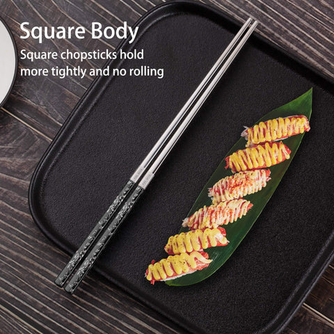 Greatamzor anti-slip square chopsticks improve food pickup