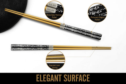 Greatamzor chopsticks with laser-engraved tips for anti-slip performance during meals