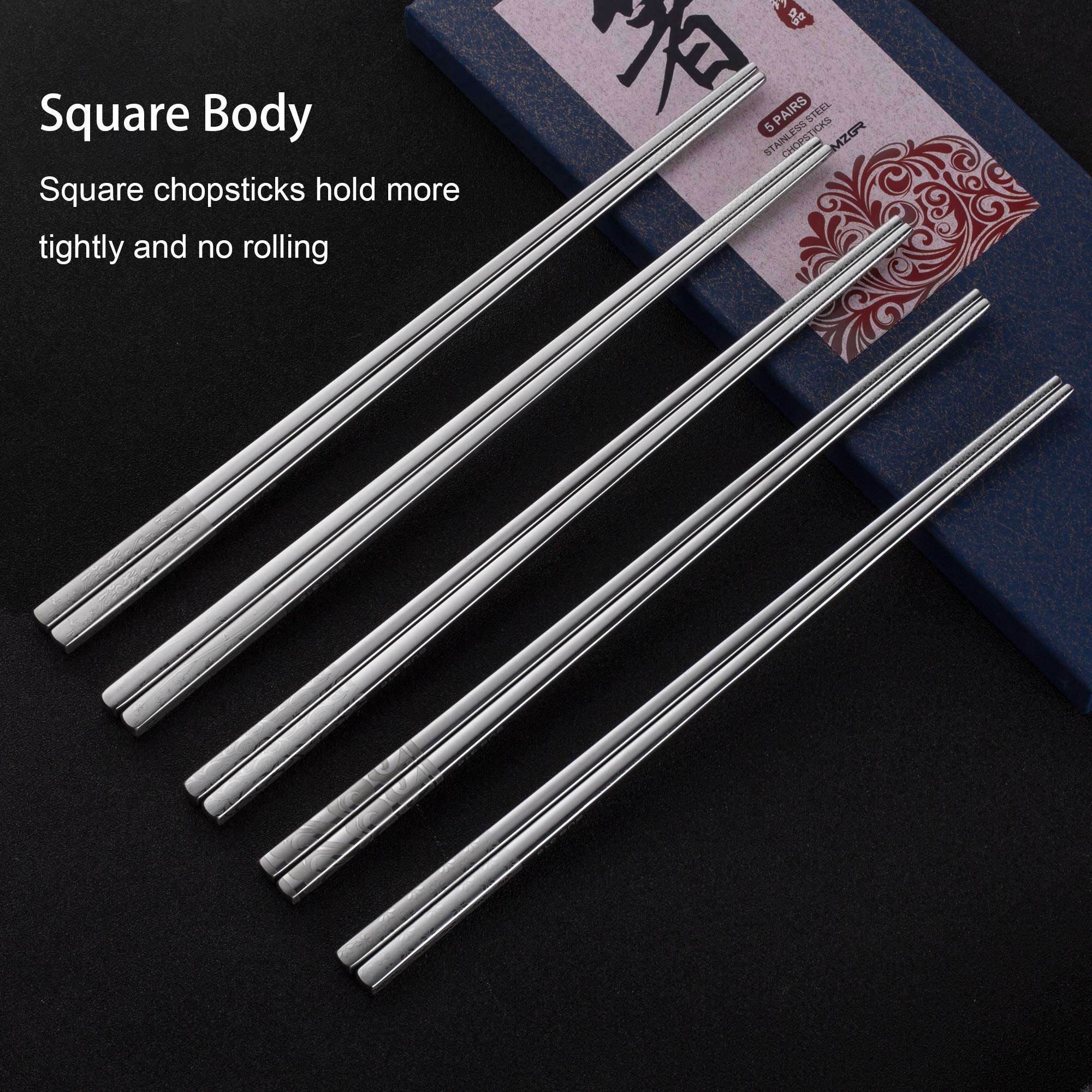 Greatamzor chopsticks with smooth surface for easy cleaning