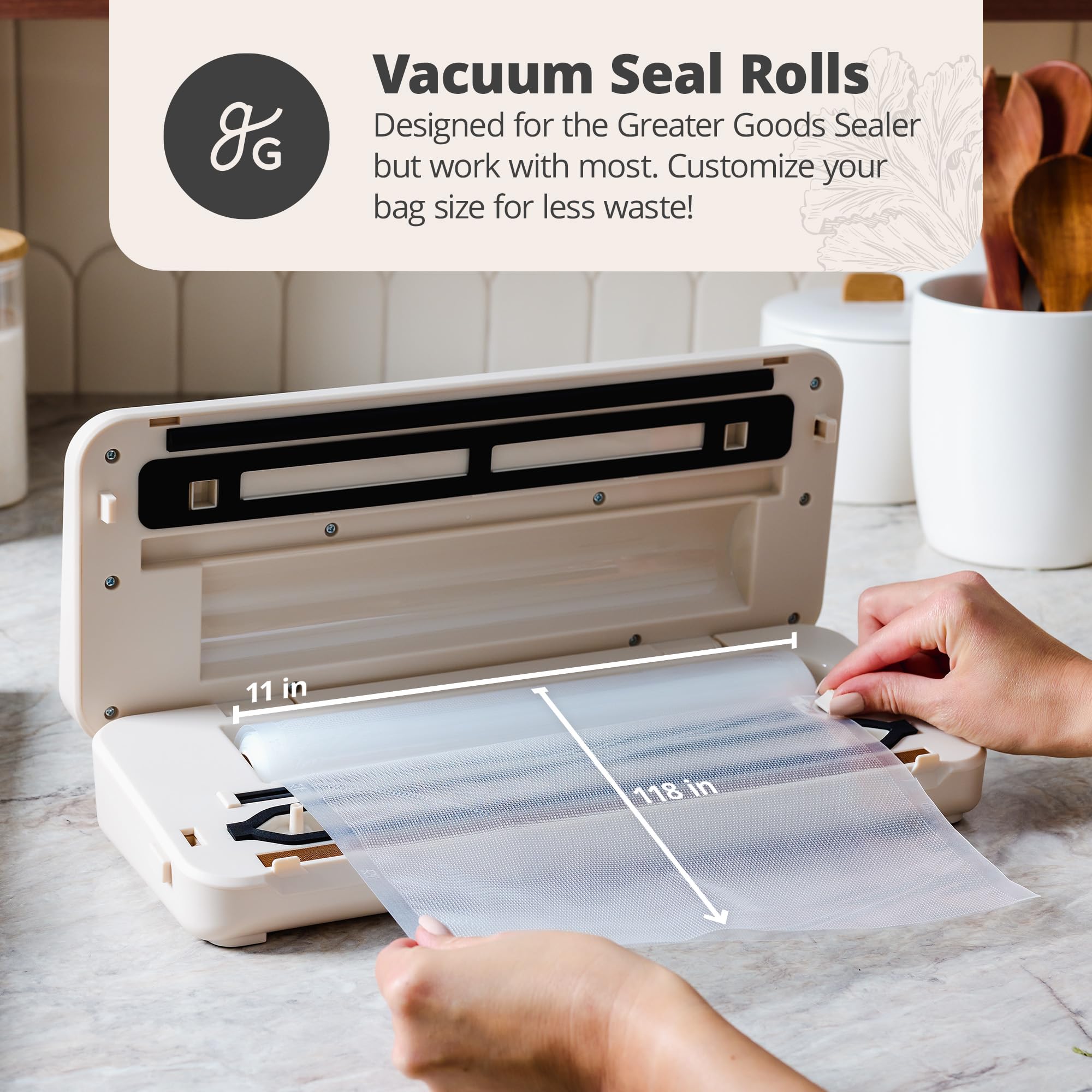 Greater Goods BPA-free vacuum roll 11x118 inches for safe storage