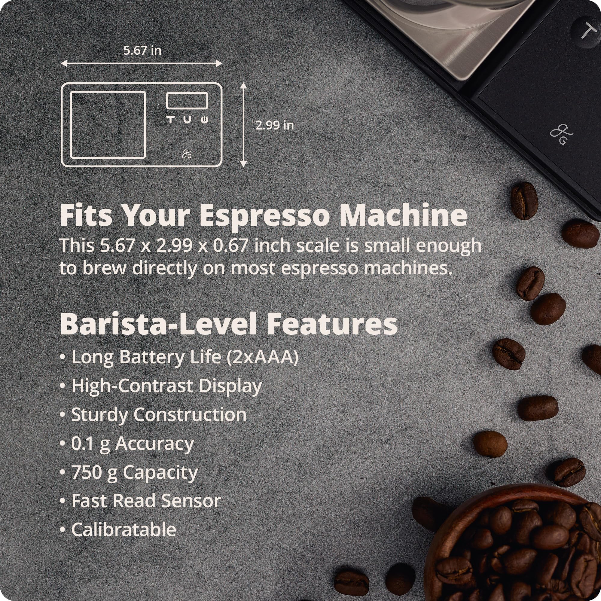 Greater Goods portable espresso scale ideal for on-the-go coffee routines.