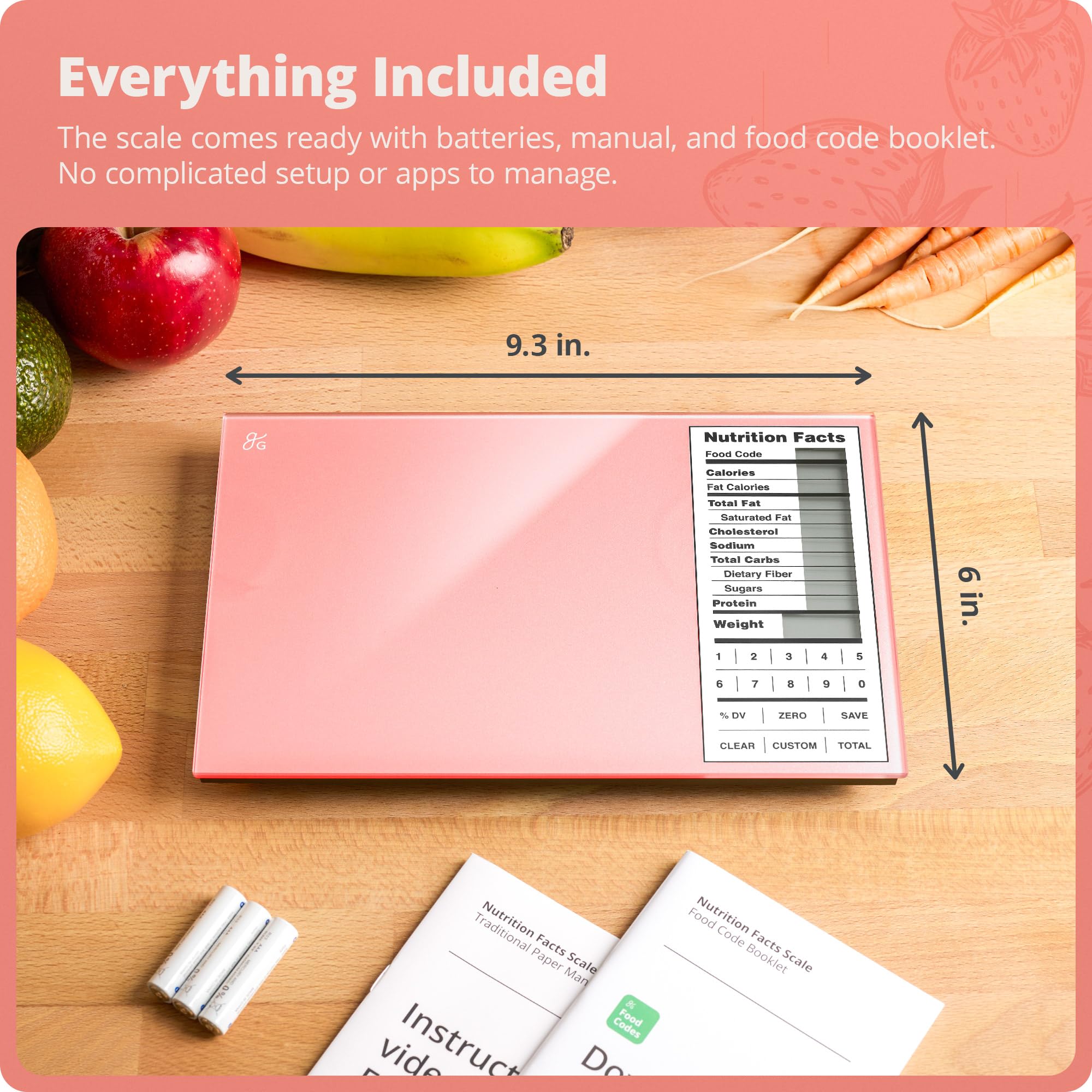 Greater Goods Digital Nutrition Scale supports up to 99 custom entries.