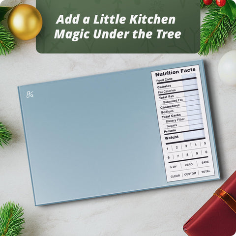 Greater Goods scale with preloaded nutrition database supports quick meal prep.