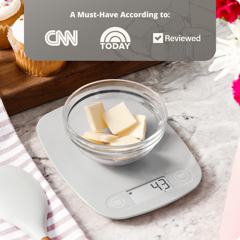 Greater Goods Food Scale clear LCD display for easy reading.
