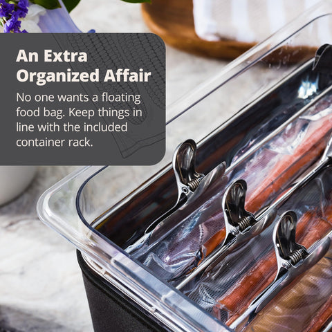 Greater Goods neoprene insulated sleeve reduces evaporation during long sous vide sessions.