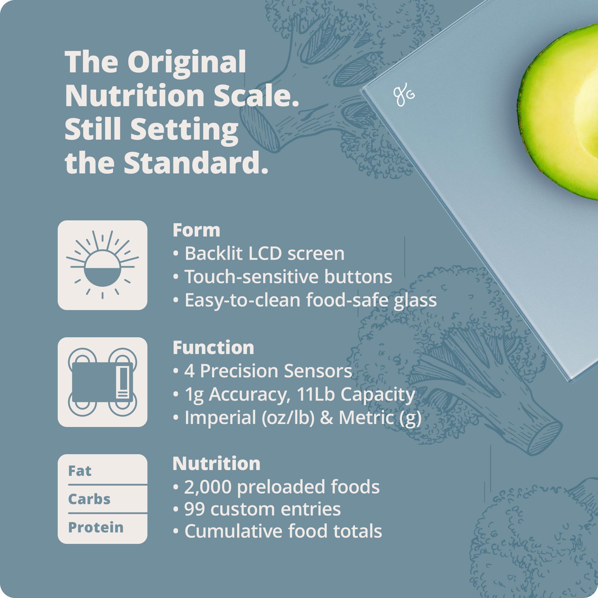 Greater Goods compact kitchen scale fits small spaces while delivering accurate measurements.