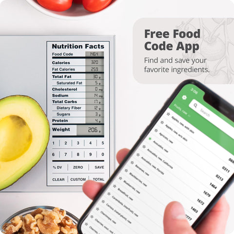 Greater Goods Nutrition Scale totals for multiple ingredients support meals.