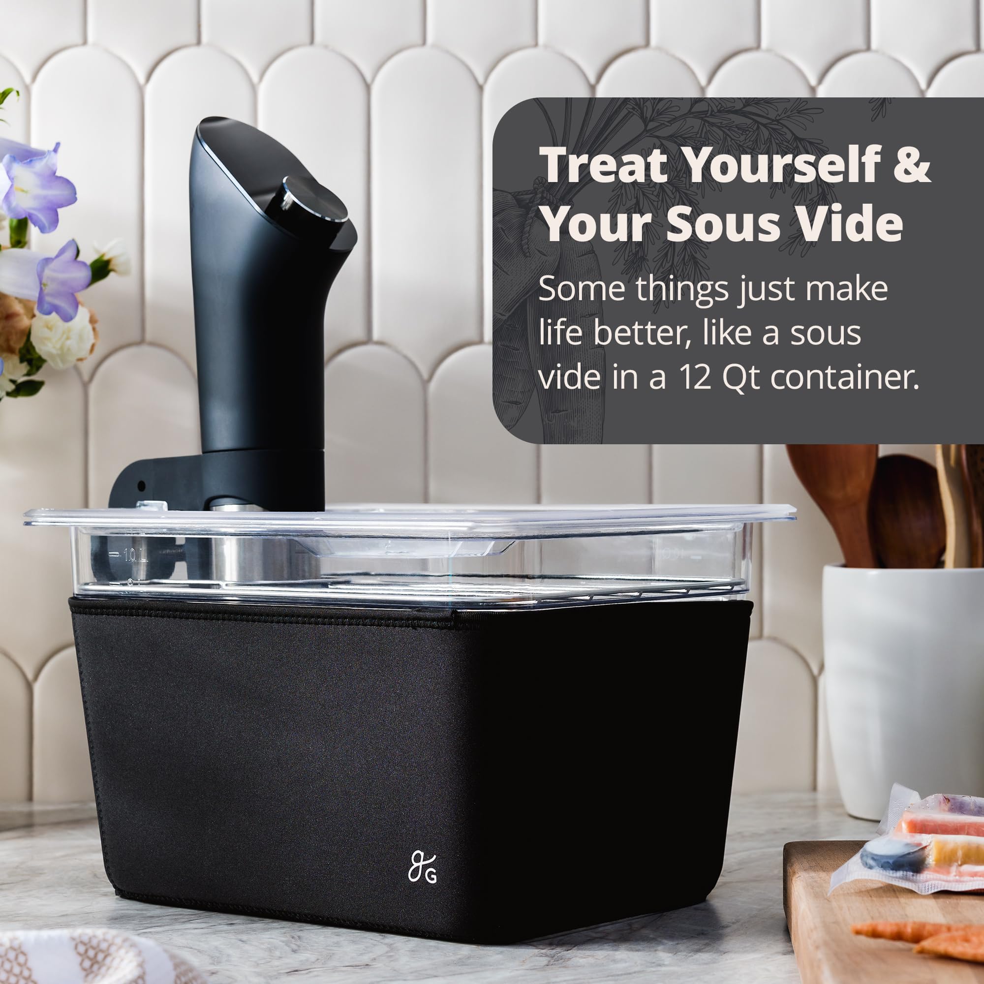 Greater Goods lid seals the container to minimize heat loss and splashes.