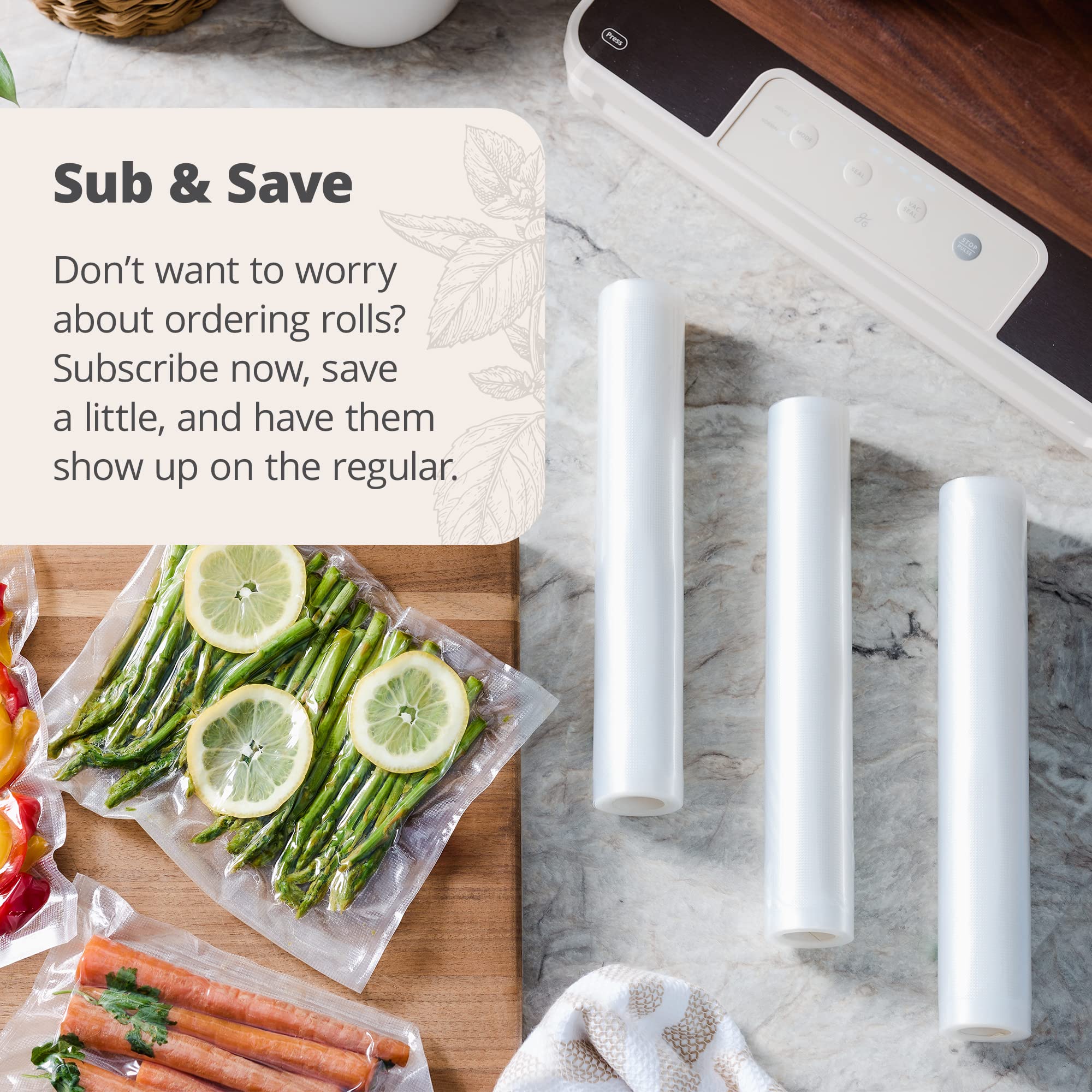 Greater Goods sous vide roll 11x118 inches, safe at high heat