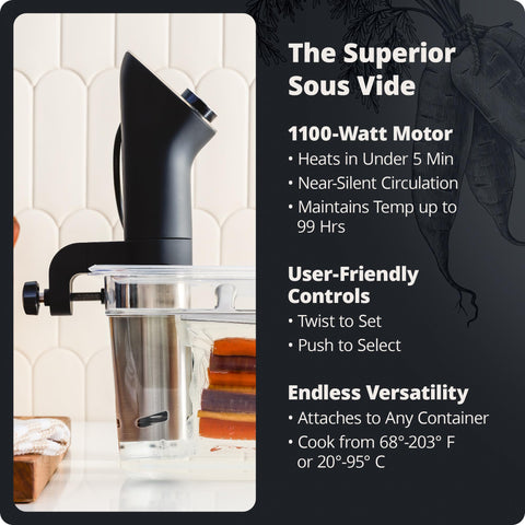 Greater Goods sous vide temperature range enhances versatility for many recipes