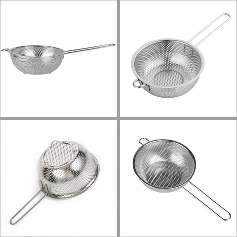 GreatLink colander drains pasta and rinses vegetables with secure rim.