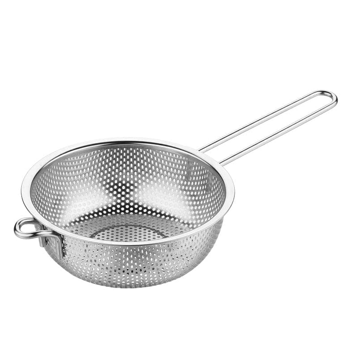 GreatLink stainless steel basin colander with single-handle design for easy lifting while cooking.