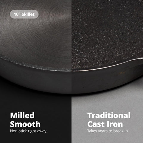 Greater Goods skillet for indoor and outdoor cooking on stoves, grills, ovens, and campfires.