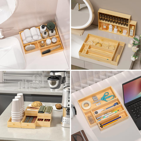 Greatseas bamboo bathroom vanity organizer neatly holds perfumes and jewelry