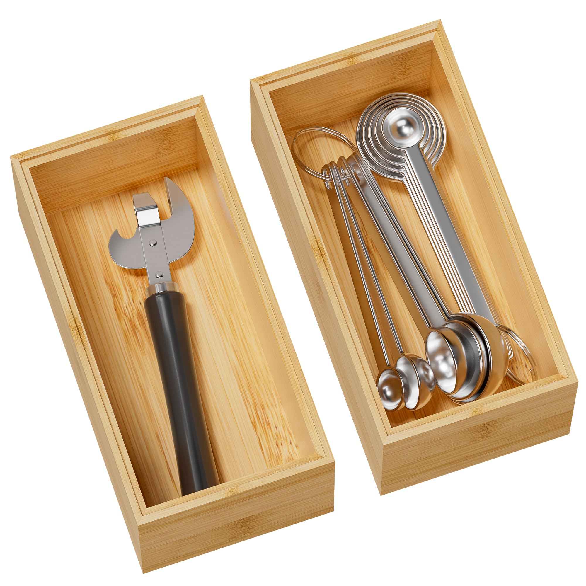 Greatseas bamboo drawer organizer set of two keeps cutlery neatly arranged in the drawer