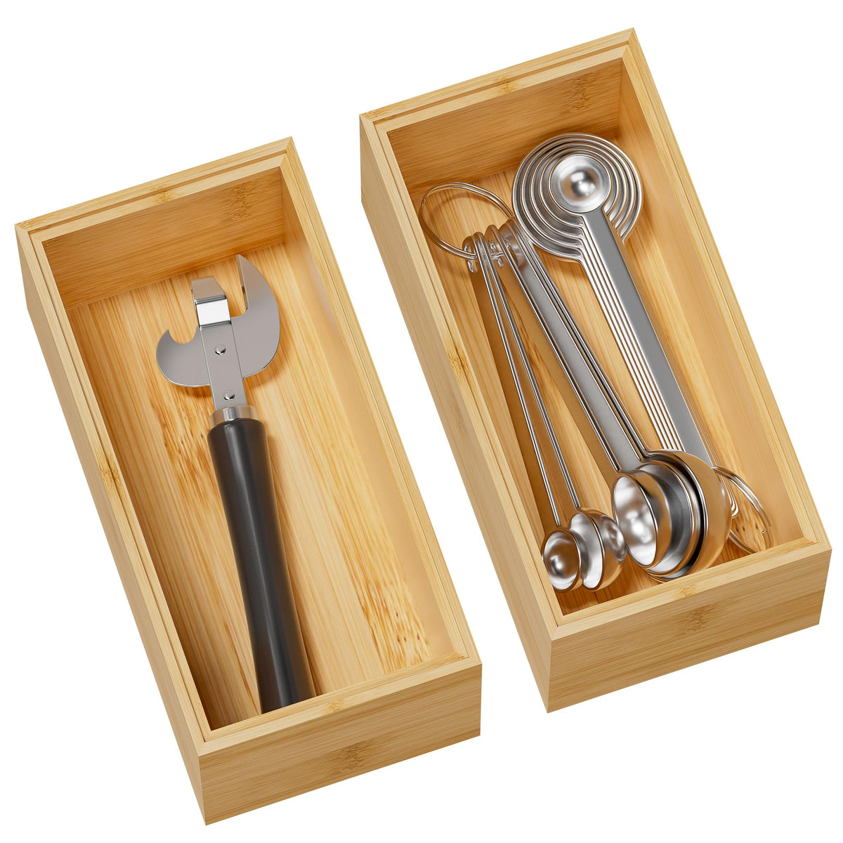 Greatseas bamboo drawer organizer set of two keeps cutlery neatly arranged in the drawer