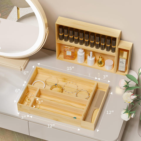 Greatseas bamboo drawer organizer designed for cutlery and flatware storage