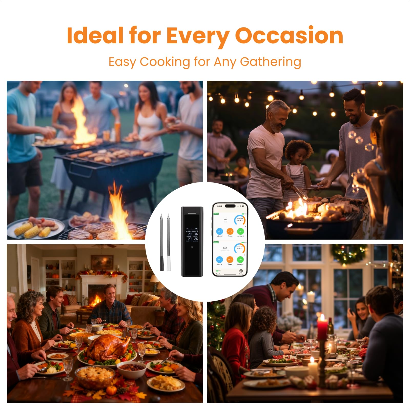 Grebilux two-way alerts keep you informed during cooking sessions.