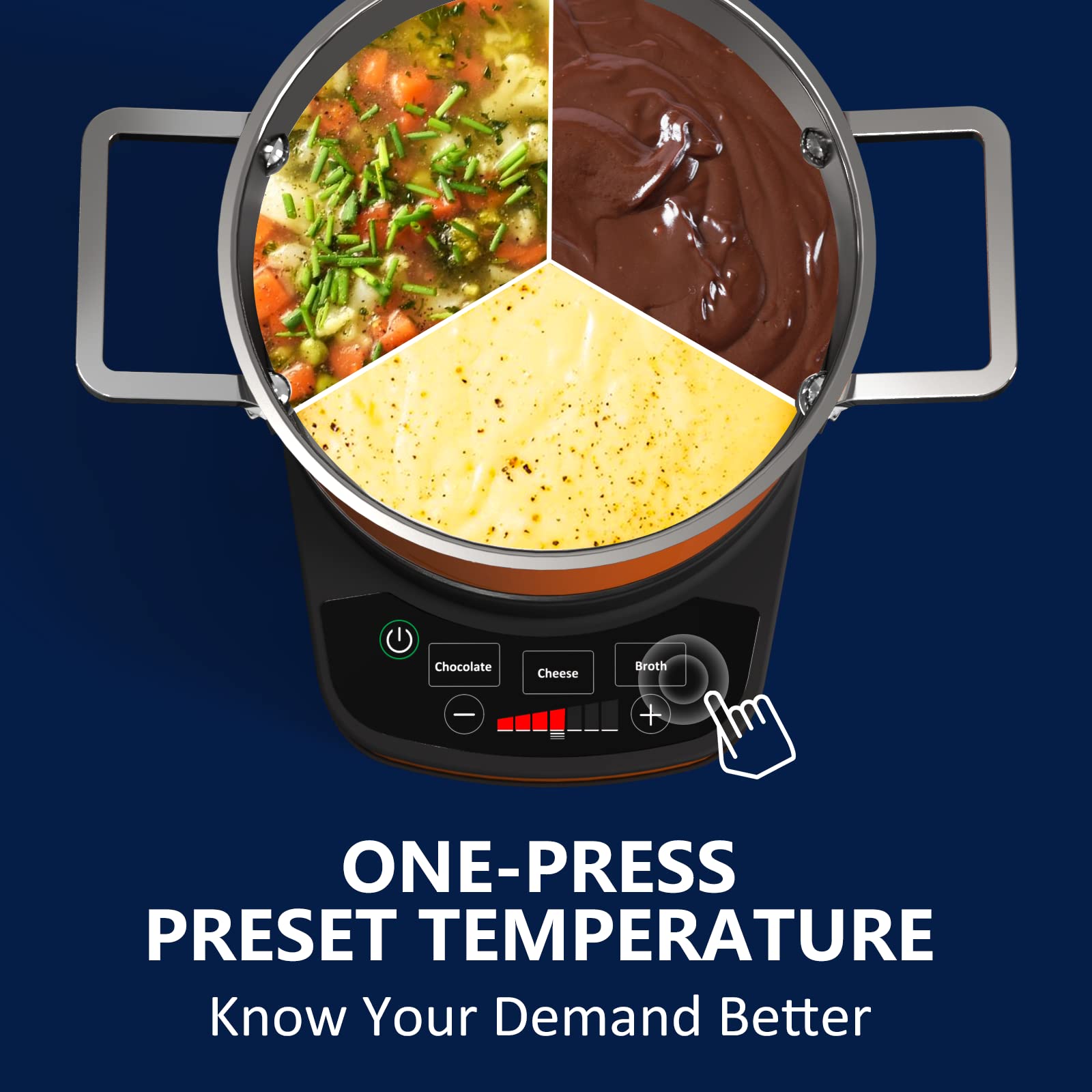 GREECHO fondue pot with six color-coded forks for easy sharing