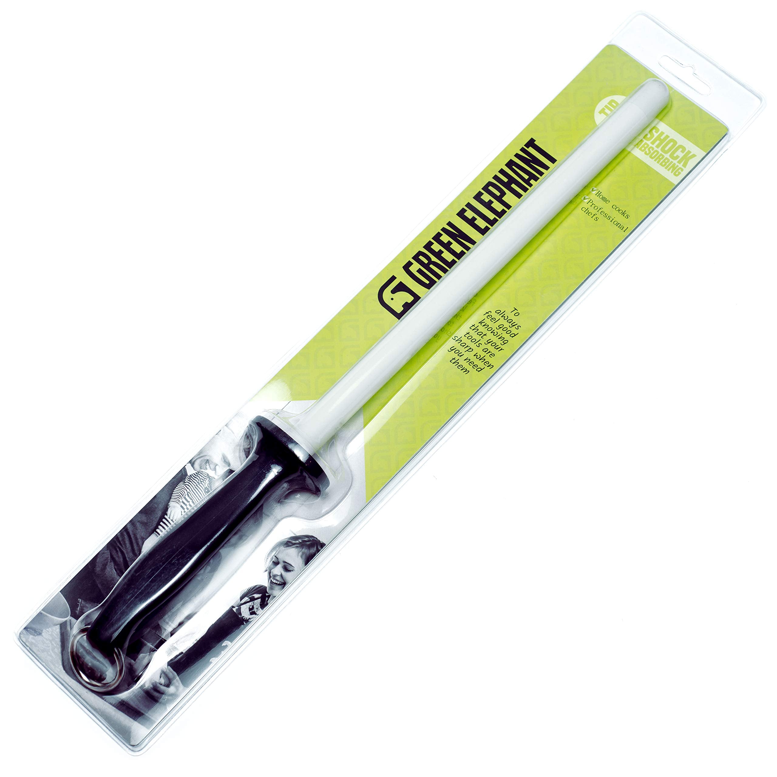 Green Elephant ceramic rod 11-inch angled view for precise honing