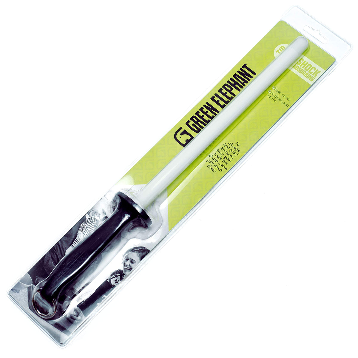 Green Elephant ceramic rod 11-inch angled view for precise honing