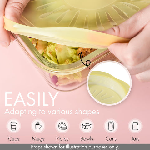 Green Hearth stretchable silicone lids cover plates and containers for versatile kitchen use