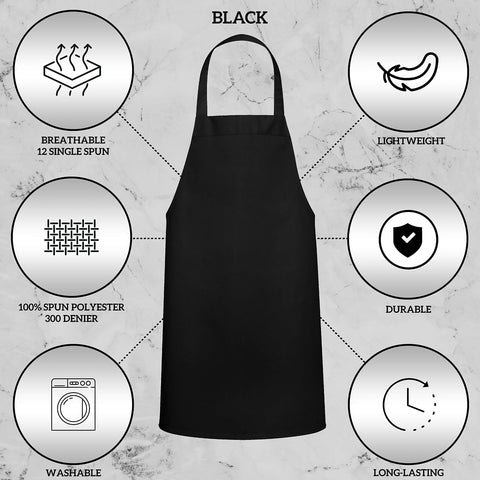 Green Lifestyle unisex fit black bib apron demonstrates versatile sizing