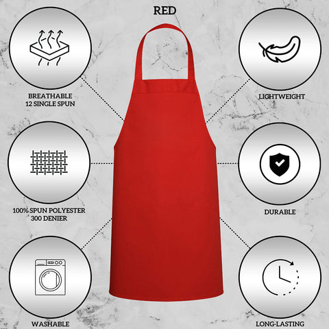 Green Lifestyle red bib apron, being machine washed for easy care