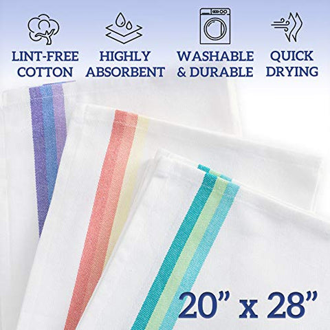Green Lifestyle dobby weave towels in color trio, durable for busy kitchens.