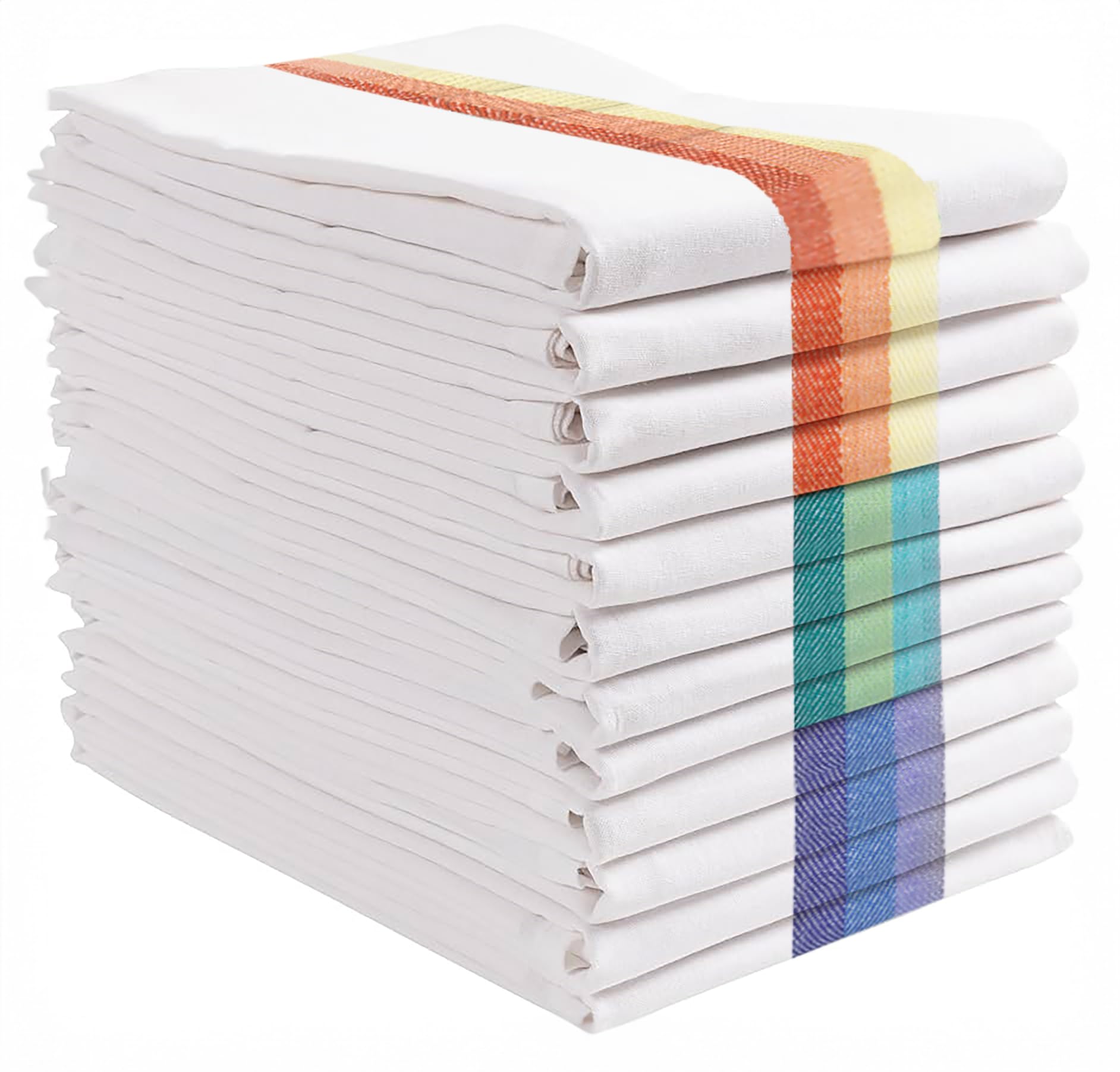 Green Lifestyle kitchen towels 12-pack folded, soft cotton and high absorption for everyday use.