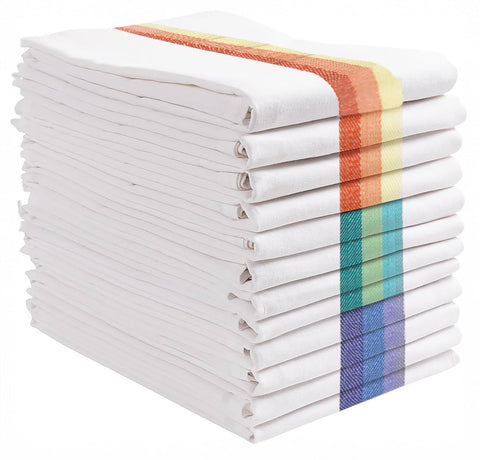 Green Lifestyle kitchen towels 12-pack folded, soft cotton and high absorption for everyday use.